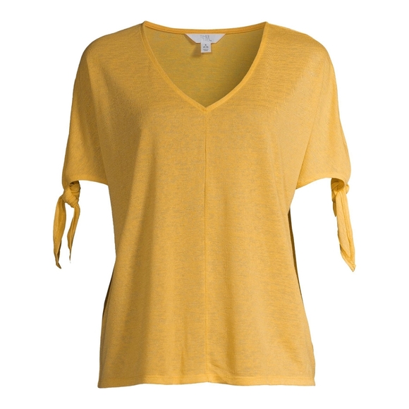 Time and Tru Women's V-Neck Tie Detail T-Shirt - Picture 3 of 6